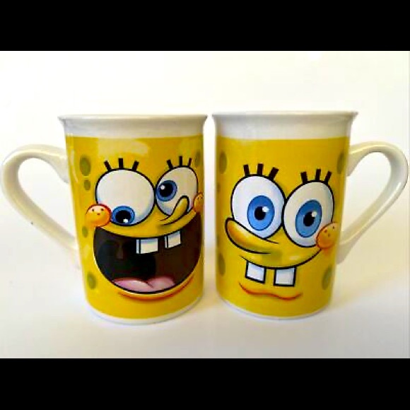 SPONGEBOB SQUAREPANTS VIACOM COFFEE MUG NICKELODEON (set of 2) - Picture 1 of 13